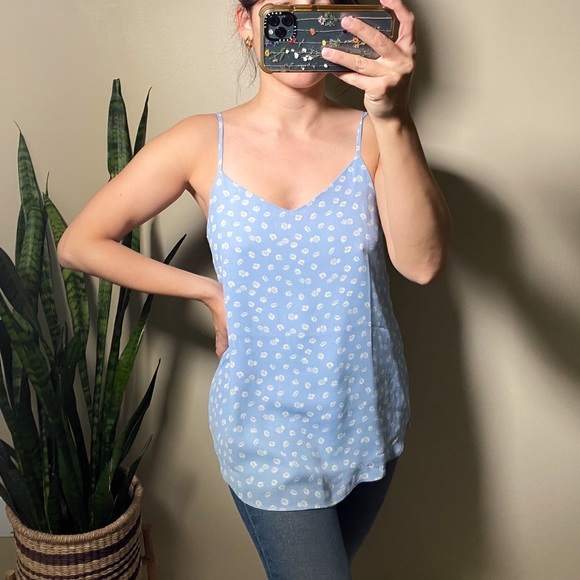 PINK ROSE Daisy Print Blue Tank Top, Adjustable Straps, Summer - Picture 4 of 7